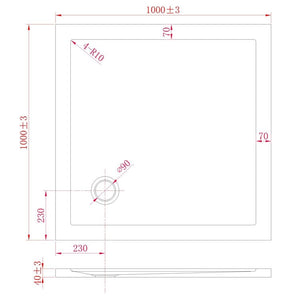 Piatto Doccia Slim 100x100x4 cm Quadrato Acrilico Bordato Antracite Effetto Pietra mod. Flower