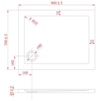 Piatto Doccia Slim 70x90x4 cm Rettangolare Acrilico Bordato Antracite Effetto Pietra mod. Flower