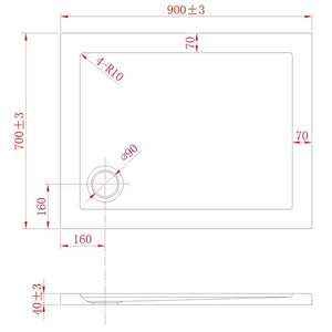 Piatto Doccia Slim 70x90x4 cm Rettangolare Acrilico Bordato Antracite Effetto Pietra mod. Flower