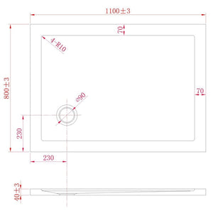 Piatto Doccia Slim 80x110x4 cm Rettangolare Acrilico Bordato Antracite Effetto Pietra mod. Flower