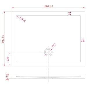 Piatto Doccia Slim 90x120x4 cm Rettangolare Acrilico Bordato Antracite Effetto Pietra mod. Flower