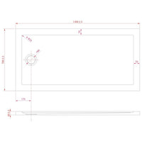 Piatto Doccia Slim 70x140x4 cm Rettangolare Acrilico Bordato Antracite Effetto Pietra mod. Flower