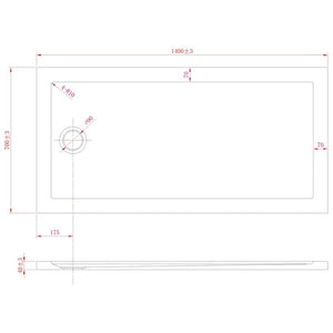 Piatto Doccia Slim 70x140x4 cm Rettangolare Acrilico Bordato Antracite Effetto Pietra mod. Flower