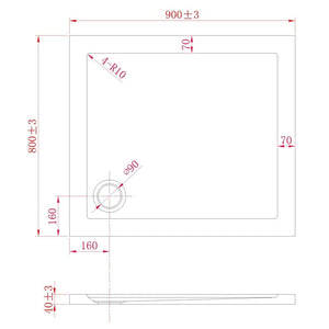 Piatto Doccia Slim 80x90x4 cm Rettangolare Acrilico Bordato Bianco Effetto Pietra mod. Flower