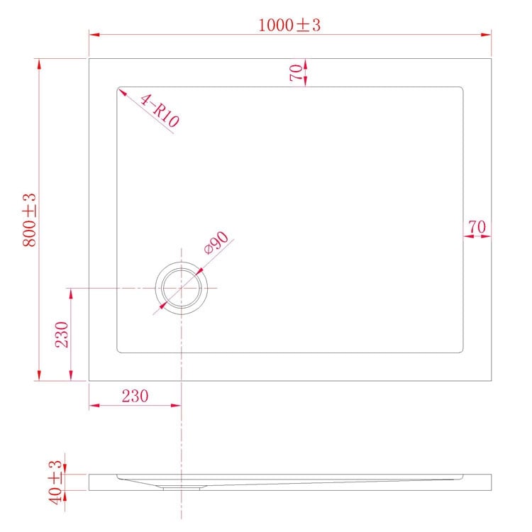 Piatto Doccia Slim 80x100x4 cm Rettangolare Acrilico Bordato Bianco Effetto Pietra mod. Flower