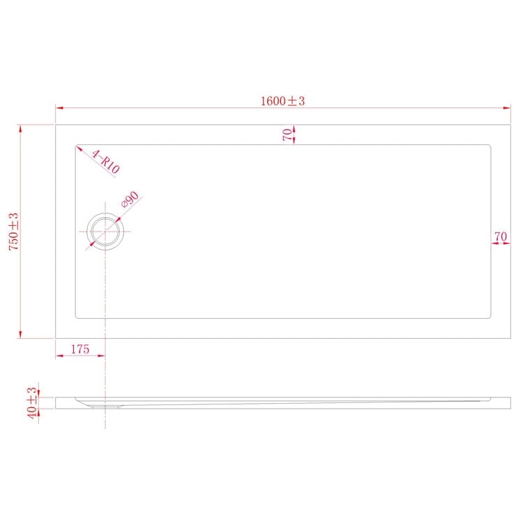 Piatto Doccia Slim 75x160x4 cm Rettangolare Acrilico Bordato Bianco Effetto Pietra mod. Flower