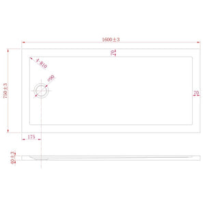 Piatto Doccia Slim 75x160x4 cm Rettangolare Acrilico Bordato Bianco Effetto Pietra mod. Flower