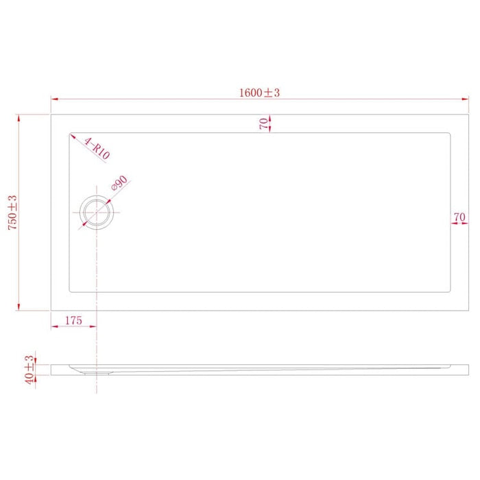 Piatto Doccia Slim 75x160x4 cm Rettangolare Acrilico Bordato Bianco Effetto Pietra mod. Flower