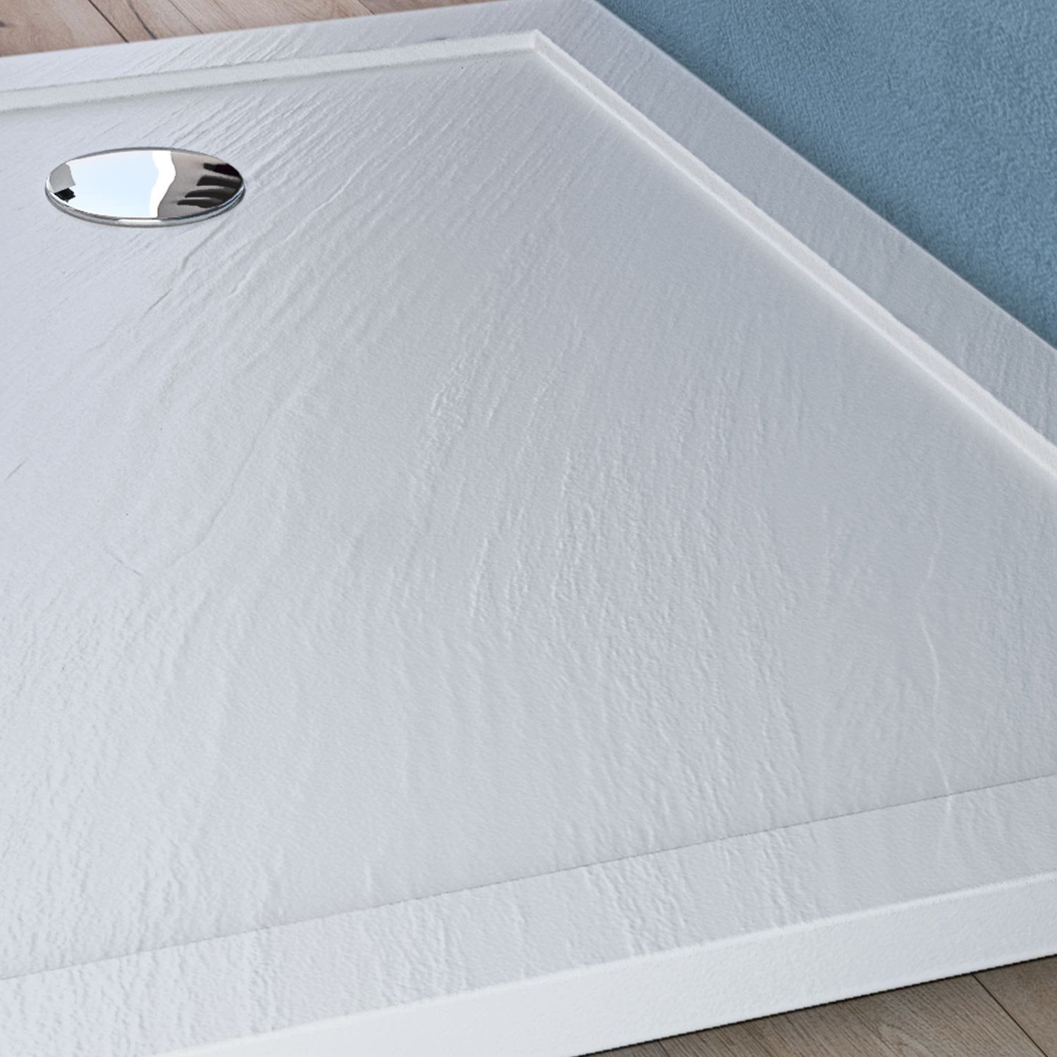 Piatto Doccia Slim 75x160x4 cm Rettangolare Acrilico Bordato Bianco Effetto Pietra mod. Flower