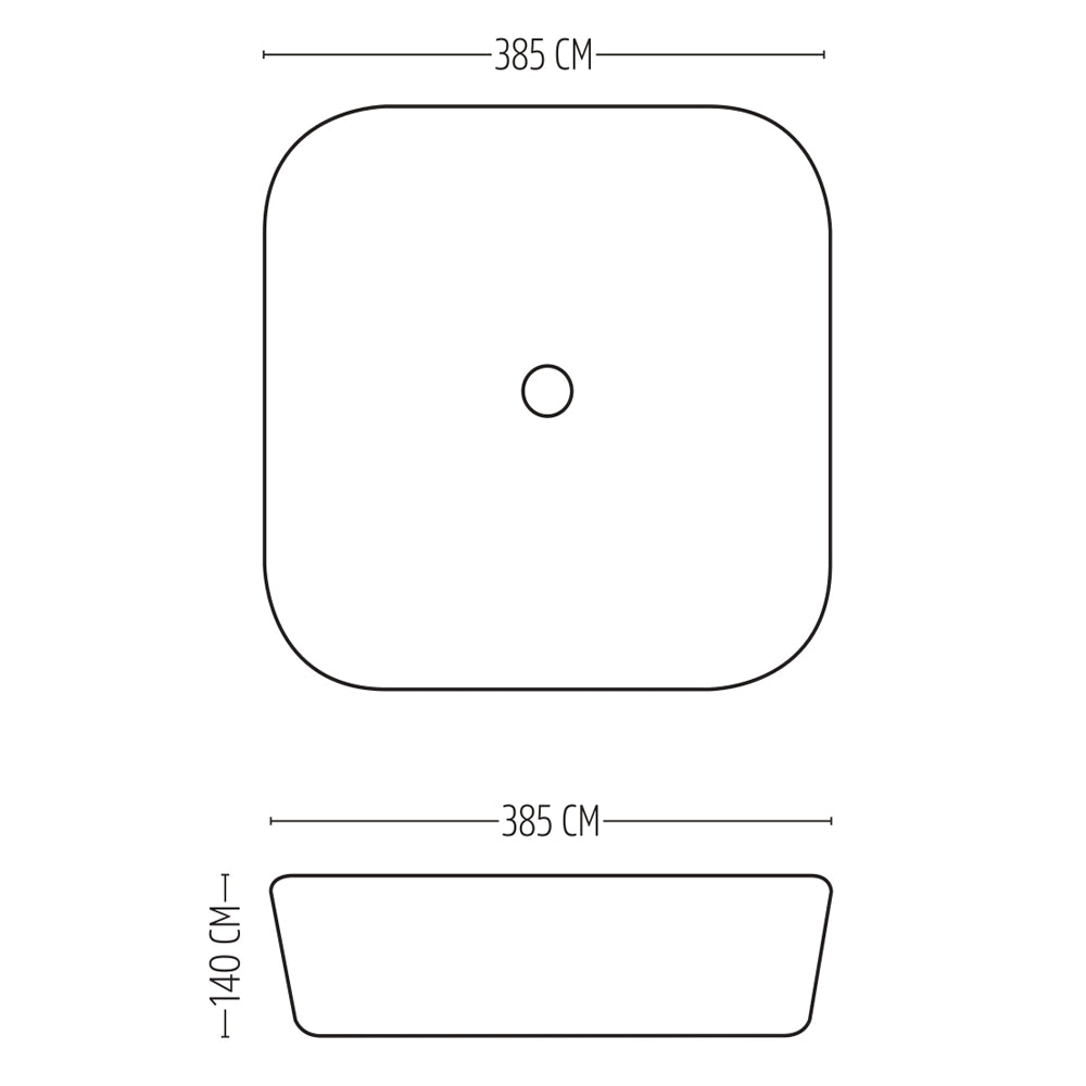 Lavabo da appoggio ceramica bianco quadrato lavandino lavello arredo 38,5x38,5x14 cm *** finitura- lucido, confezione 1