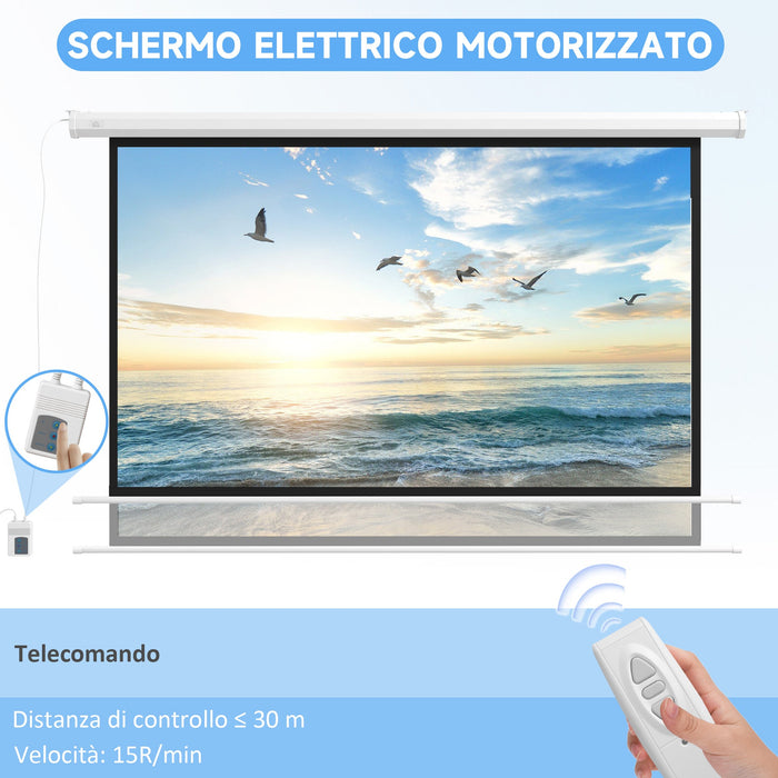 Telo per Proiettore 120" 16:9 Motorizzato con Telecomando Fissaggio a Muro e Soffitto Bianco