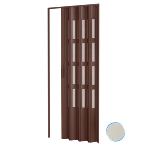 Porta a soffietto da interno in kit con vetri in PVC Avorio 1013 82x210 cm mod. Sonia