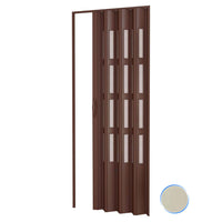 Porta a soffietto da interno in kit con vetri in PVC Avorio 1140 82x210 cm mod. Sonia