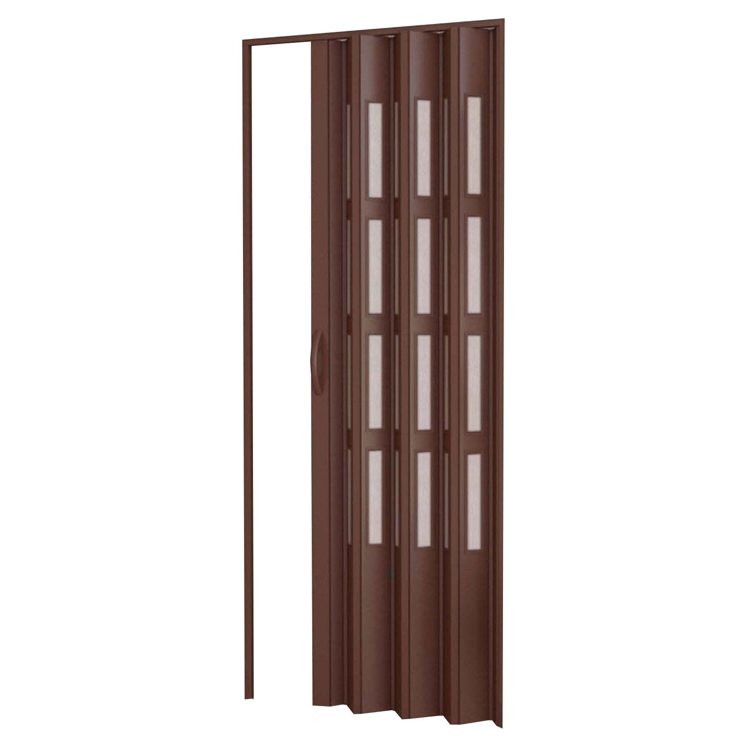 Porta a soffietto da interno in kit con vetri in PVC Noce 82x220 cm mod. Sonia