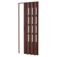 Porta a soffietto da interno in kit con vetri in PVC Noce 82x220 cm mod. Sonia