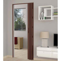 Porta a soffietto da interno in kit con vetri in PVC Noce 82x220 cm mod. Sonia