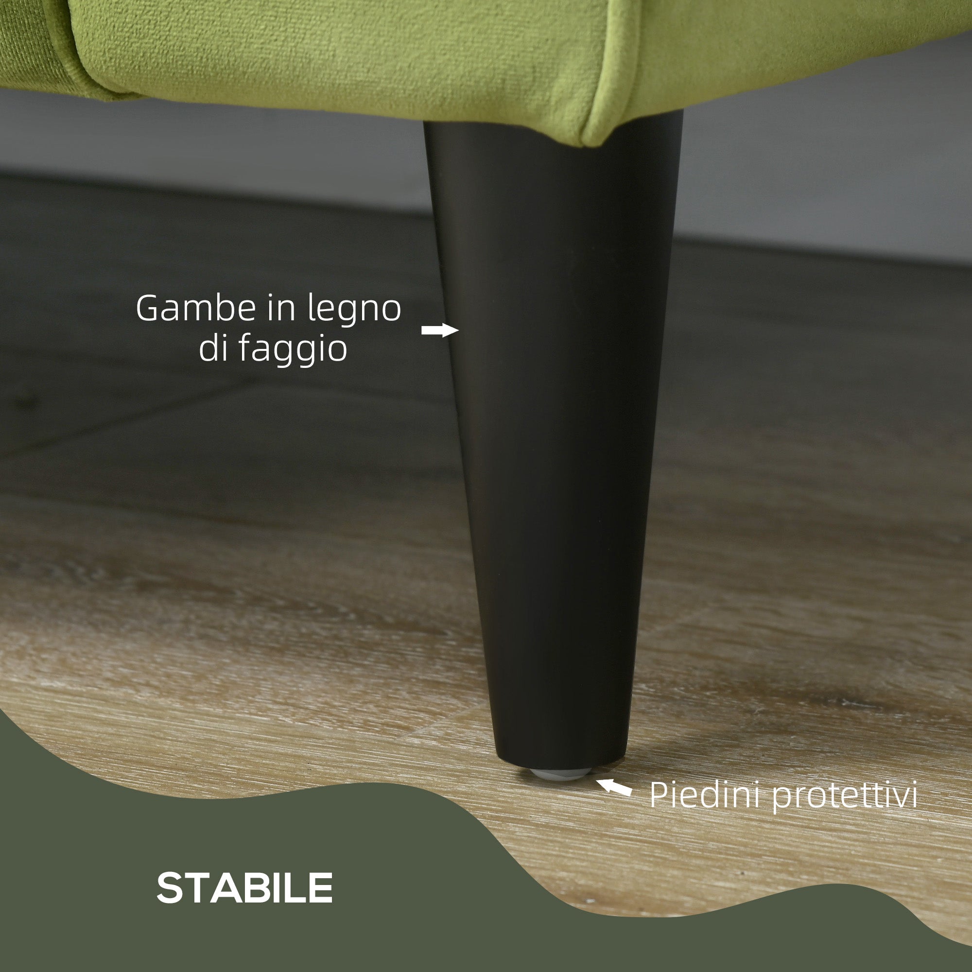 Divano 2 Posti Stile Classico Trapuntato a Bottoni 172x75x82 cm in Velluto Verde