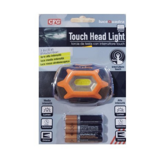 Cfg el029 torcia led da testa con interruttore touch batterie incluse 110lm ipx4