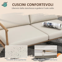 Set Salotto da Giardino con Divano 2 Poltroncine e 2 Tavolini Effetto Bambù con Cuscini Marrone