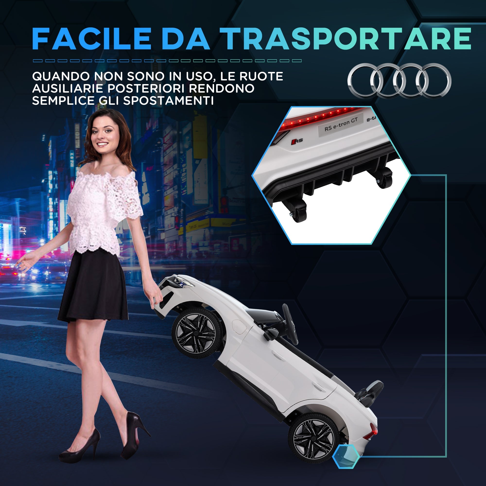 Macchina Elettrica per Bambini Licenza Audi RS con Telecomando Bianca e Nero