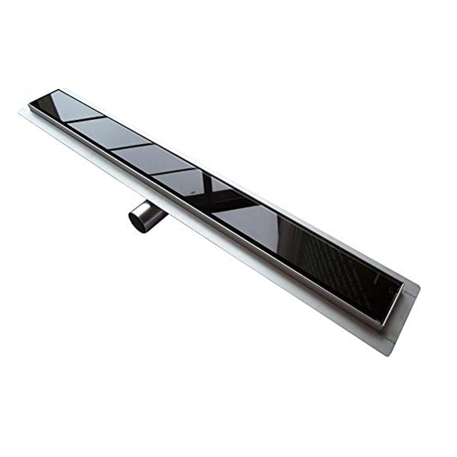 Canalina di scarico doccia in acciaio inox con cover vetro nero 100 cm mod. Glass