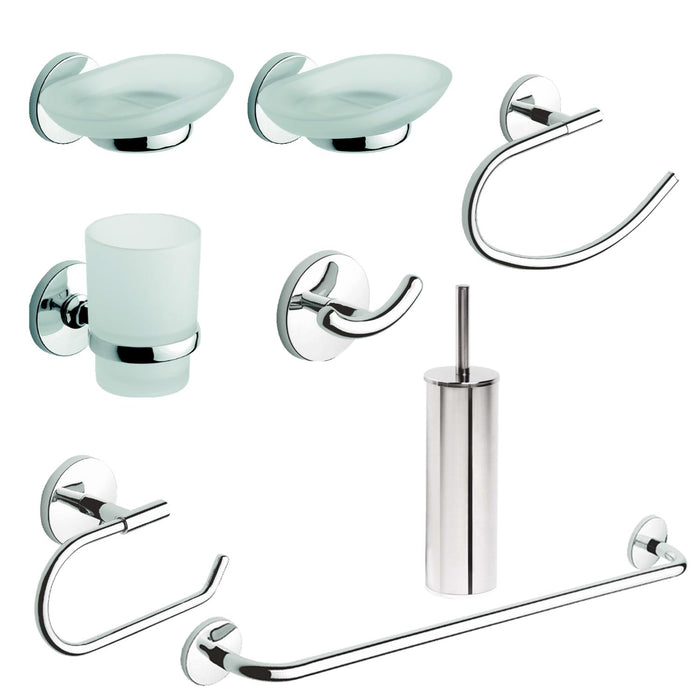 Set accessori bagno kit completo One Cromo 8 pezzi in Acciaio Cromato