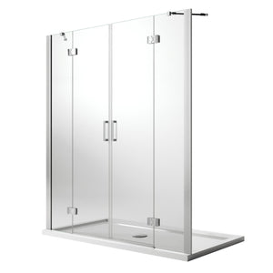 Porta Doccia 165CM H190 Vetro Trasparente con Easy-Clean mod. Flip Anta + Anta