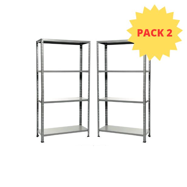 KIT 2 Scaffali 4 ripiani. Misure: 75x30x145cm portata 160kg totale (40Kg ripiano)