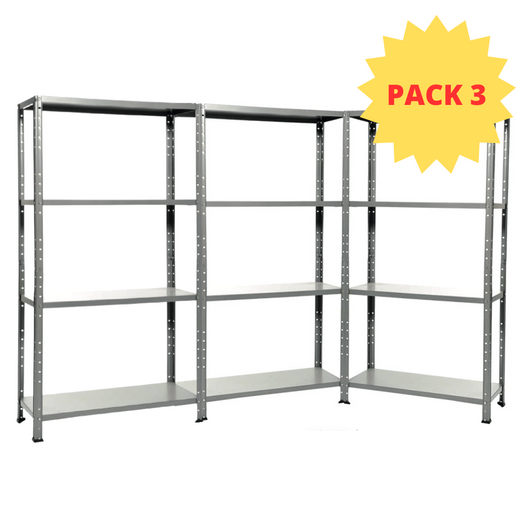 KIT 3 Scaffali 4 ripiani. Misure: 75x30x145cm portata 160kg totale (40Kg ripiano)