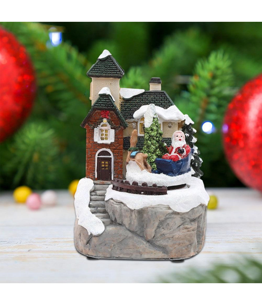 Paesaggio Statuette Tema Decorazione Natale Da 15 Cm Con Luce A Led Vari Modelli         