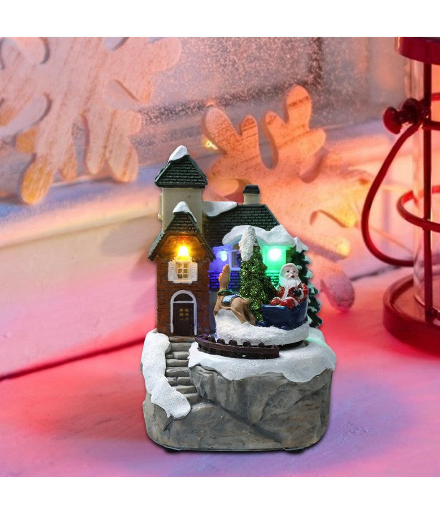 Paesaggio Statuette Tema Decorazione Natale Da 15 Cm Con Luce A Led Vari Modelli         