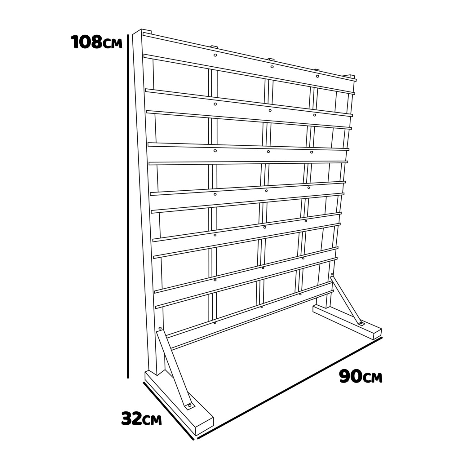 Pal Basic - Scaffale da garage per minuteria, porta attrezzi freestanding con 56 porta utensili