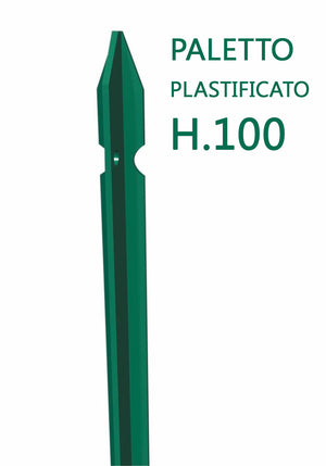 paletto a t altezza 100 cm sezione mm 30x30x3 plastificato palo verde da giardino recinzione in ferro cod:ferx.mi.41.stock.s