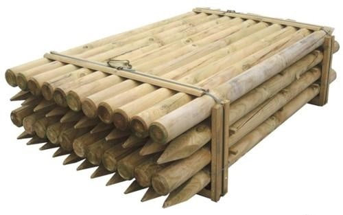 10Pz Pali In Legno  Cm 6 Altezza Cm 150 H Tondi Con Punta Trattati Impregnati Per Recinzione Per Staccionata/Steccato Palo Tondo cod Nxt 8976