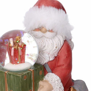 Palla di vetro babbo natale resina rosso cm 12x9h18