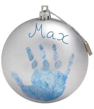 Pallina Di Natale Decorazione Natalizia Per Albero Con Kit Impronta Calco Mano         