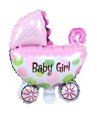 Palloncini Palloncino 2pz Carrozzina Rosa Bambina Nascita 43x28cm Compleanni Party         