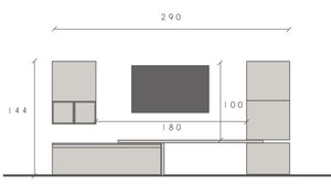 Parete attrezzata moderna di design L.262, finitura Ardesia e Piombo ZLCINFNCOMP12-1