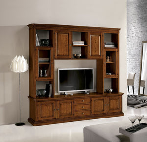 Libreria porta tv 8 porte arte povera in legno 260x60x240