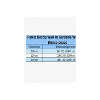 Parete doccia walkin anticalcare 8mm h200 profilo bianco opaco lucido gardenia, dimensioni 140cm