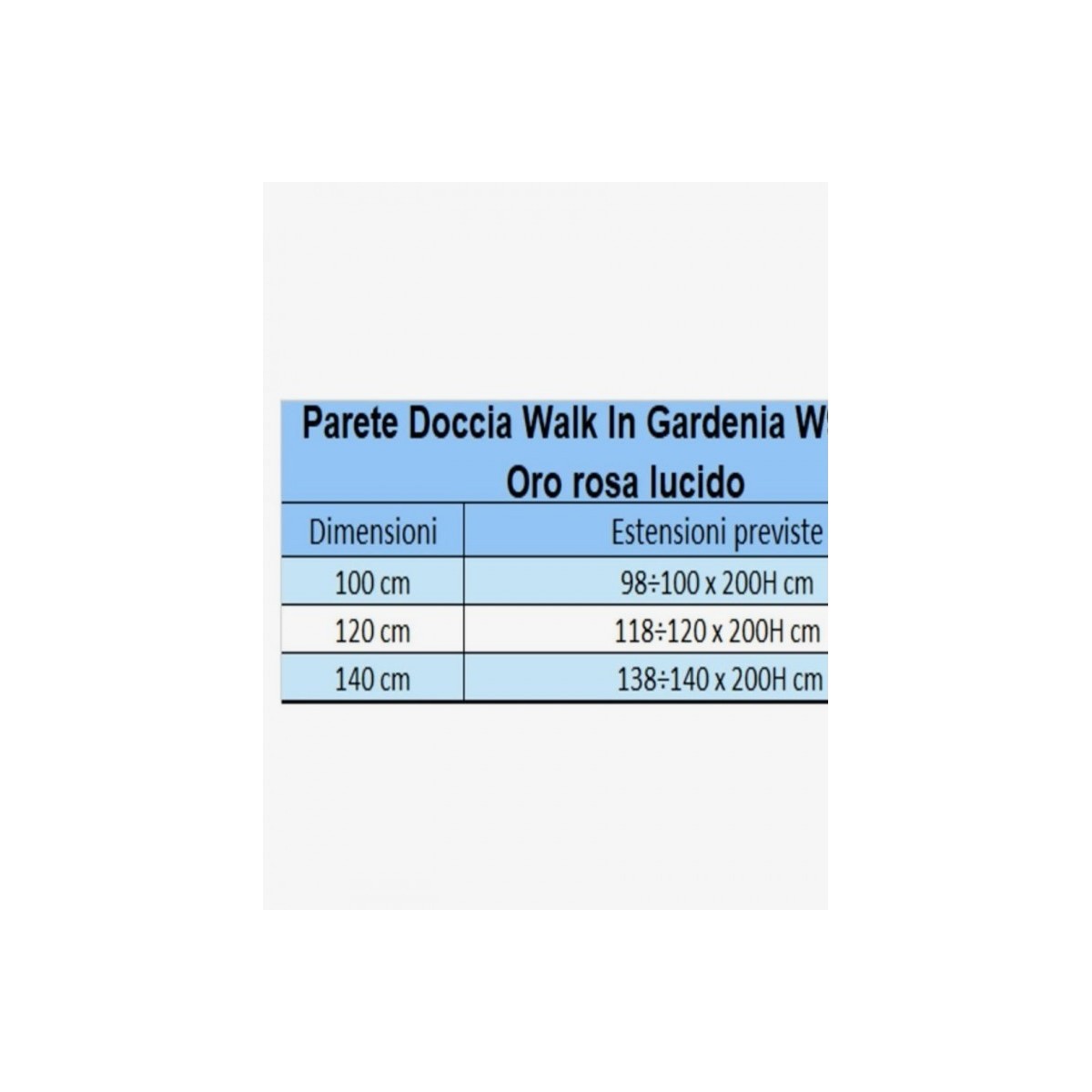 Parete doccia walkin anticalcare 8mm h200 profilo oro rosa lucido gardenia, dimensioni 120cm