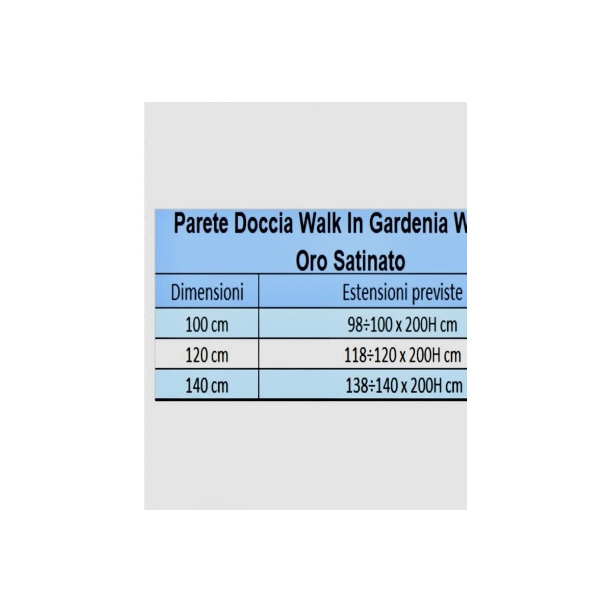 Parete doccia walkin anticalcare 8mm h200 profilo oro satinato gardenia, dimensioni 140cm