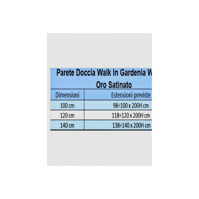 Parete doccia walkin anticalcare 8mm h200 profilo oro satinato gardenia, dimensioni 100cm