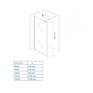 Parete doccia walkin fascia centrale satinata anticalcare 8mm h200 supreme, dimensioni 120cm