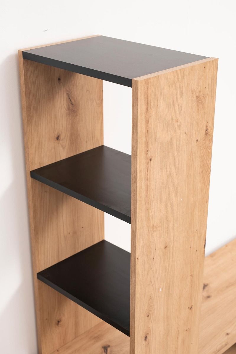 Parete attrezzata con libreria Cross, finitura Rovere e Nero, ZFM34280011