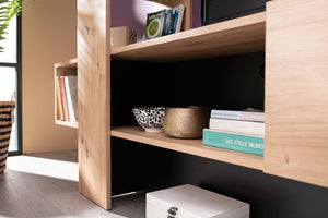 Parete attrezzata con libreria Cross, finitura Rovere e Nero, ZFM34280011