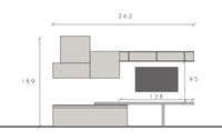 Parete di design L.276 con libreria, finitura Argilla e Bronzo ZLCINFNCOMP13