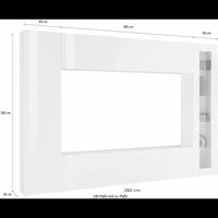 Parete Soggiorno Maruska 1 Vetrina260X180X30 Colore Bianco Lucido