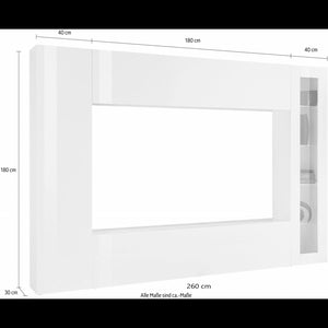 Parete Soggiorno Maruska 1 Vetrina260X180X30 Colore Bianco Lucido