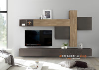 Pareti attrezzate design, Soggiorno Zenzero, parete attrezzata con ribalte e cub,  ,ZLCINFCOMP13S